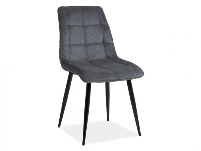 Kárpitozott szék, fém lábakkal, Chase Szürke / Fekete, Sz50xM58xM88 cm