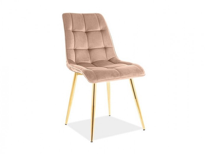 Kárpitozott szék, fém lábakkal, Chase Velvet Bézs / Arany, Sz50xM58xM88 cm