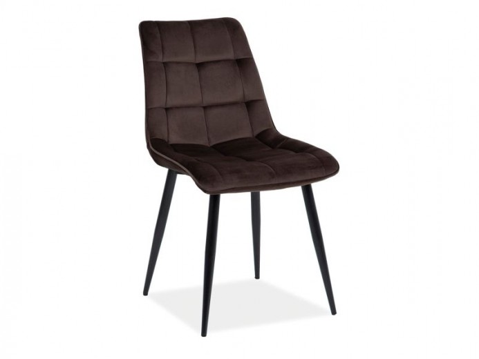 Kárpitozott szék, fém lábakkal, Chase Velvet Barna / Fekete, Sz50xM58xM88 cm