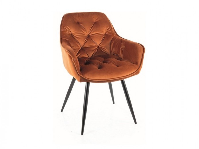 Kárpitozott szék fém lábakkal Clyde Velvet Téglaszínű/ Fekete, Sz57xM58xM87 cm