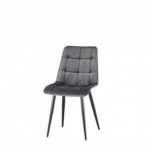Kárpitozott szék fém lábakkal Coral Velvet Szürke / Fekete, Sz51xM44xM89 cm