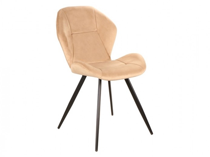 Kárpitozott szék, fém lábakkal, Genos Velvet Bézs / Fekete, Sz51xM41xM85 cm