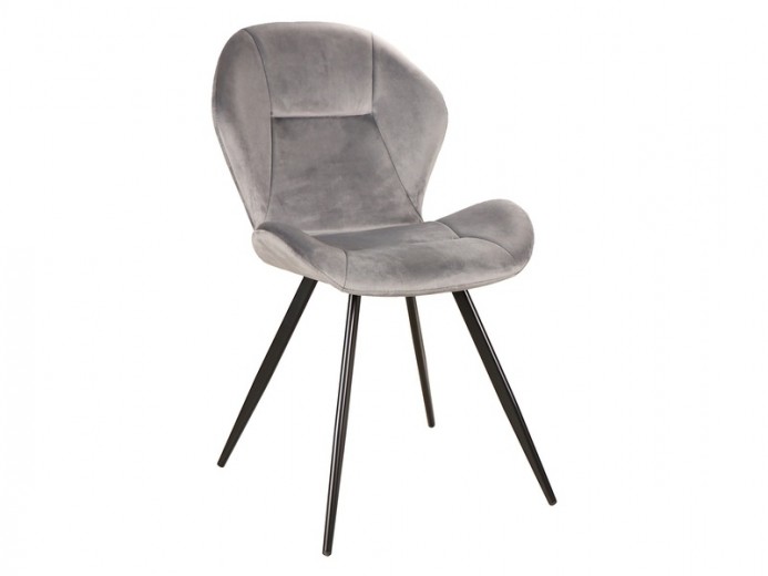Kárpitozott szék, fém lábakkal, Genos Velvet Szürke / Fekete, Sz51xM41xM85 cm