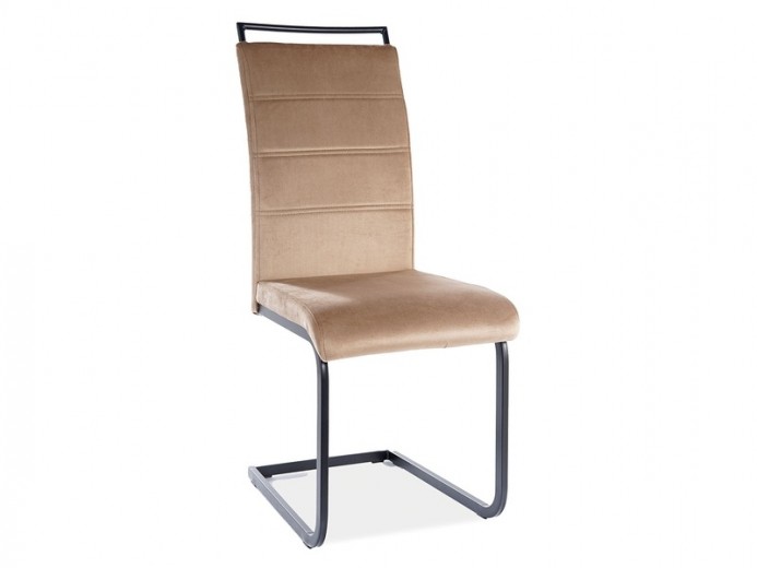 Kárpitozott szék, fém lábakkal, Han-441 Velvet Bézs / Fekete, Sz41xM42xM102 cm