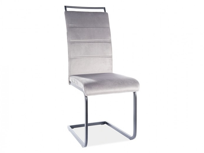 Kárpitozott szék, fém lábakkal, Han-441 Velvet Szürke / Fekete, Sz41xM42xM102 cm