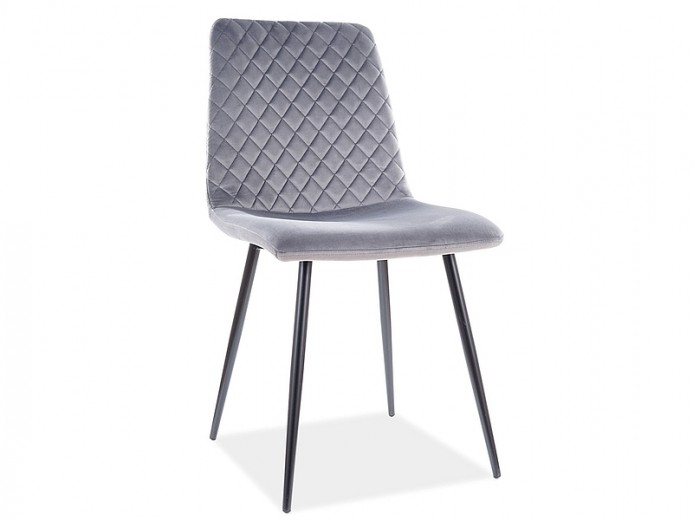 Kárpitozott szék, fém lábakkal, Irinane Velvet Szürke / Fekete, Sz46xM53xM84 cm