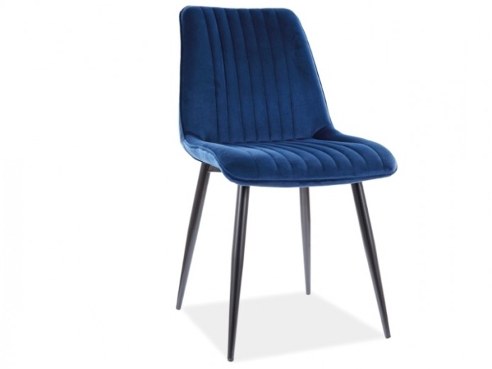 Kárpitozott szék, fém lábakkal, Kimberly Velvet Tengerészkék / Fekete, Sz47xM60xM88 cm