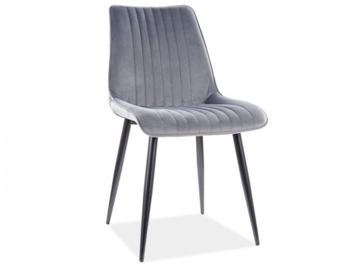 Kárpitozott szék, fém lábakkal, Kimberly Velvet, Szürke / Fekete, Sz47xM60xM88 cm