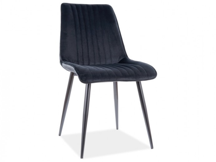 Kárpitozott szék, fém lábakkal, Kimberly Velvet, Fekete, Sz47xM60xM88 cm
