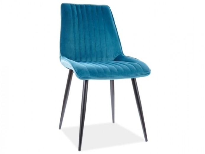 Kárpitozott szék, fém lábakkal, Kimberly Velvet,Türkiz / Fekete, Sz47xM60xM88 cm