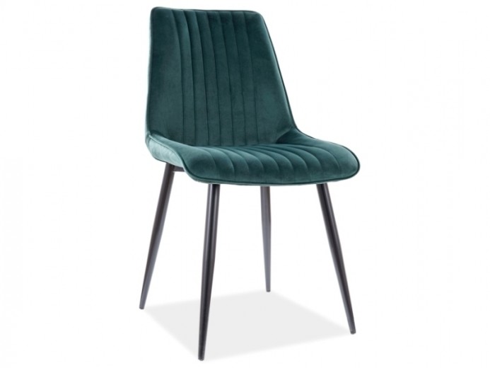 Kárpitozott szék, fém lábakkal, Kimberly Velvet, Sötétzöld / Fekete, Sz47xM60xM88 cm