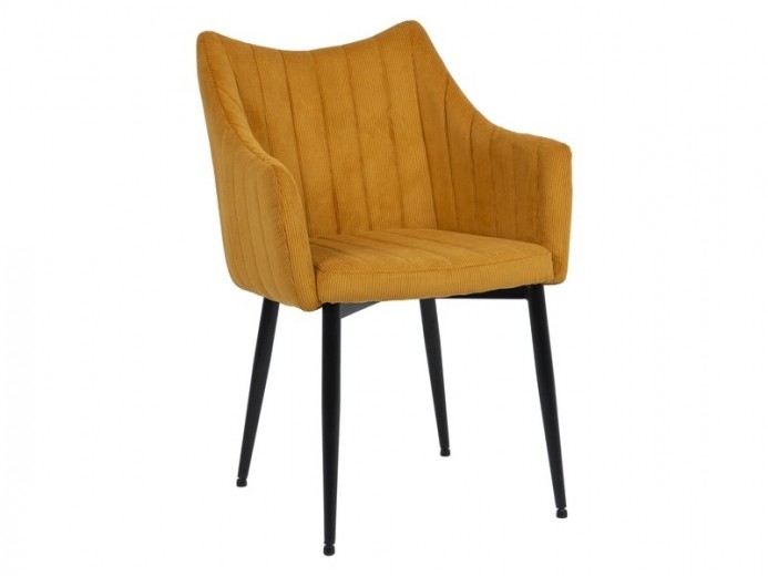 Kárpitozott szék, fém lábakkal, Mantis Curry/ Fekete, Sz59xM46xM87 cm