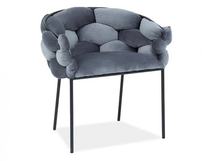 Kárpitozott szék, fém lábakkal, Norwind Velvet Szürke / Fekete, Sz76xM40xM75 cm