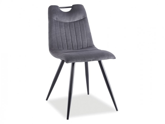 Kárpitozott szék, fém lábakkal, Ortega Szürke / Fekete, Sz45xM40xM86 cm