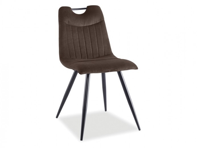 Kárpitozott szék, fém lábakkal, Ortega Barna / Fekete, Sz45xM40xM86 cm