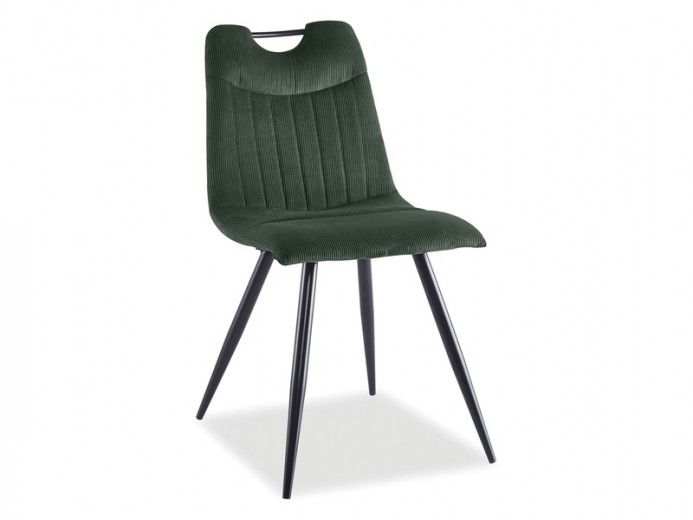 Kárpitozott szék, fém lábakkal, Ortega Sötétzöld / Fekete, Sz45xM40xM86 cm