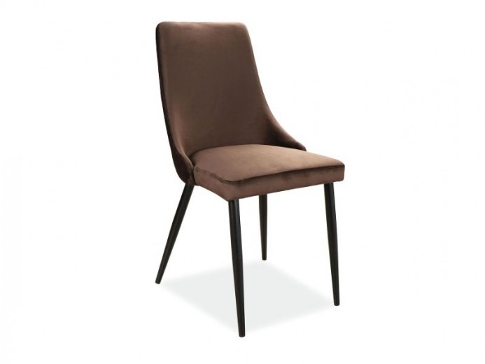 Kárpitozott szék, fém lábakkal, Pirro B Velvet Barna / Fekete, Sz47xM59xM93 cm