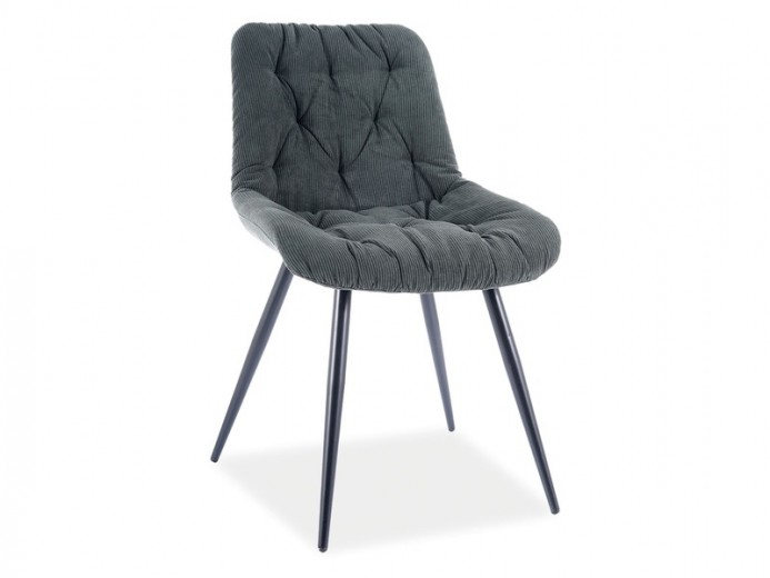 Kárpitozott szék, fém lábakkal, Pasha Sötétzöld / Fekete, Sz49xM43xM84 cm