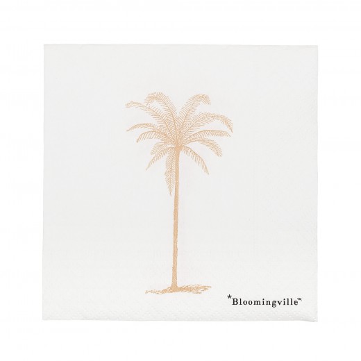 Papírszalvéta, Napkin Palm Fehér, 25 x 25 cm, 20 darab