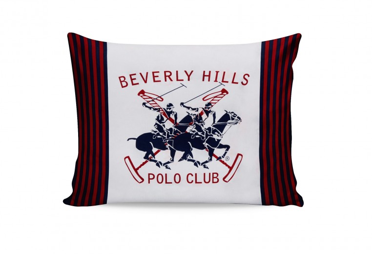 2 Darab Pamut Párnahuzat, Beverly Hills Polo Club BHPC 009 Fehér / Piros, 50 x 70 cm