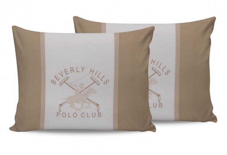 2 Darab Pamut Párnahuzat, Beverly Hills Polo Club BHPC 024 Krém / Fehér, 50 x 70 cm
