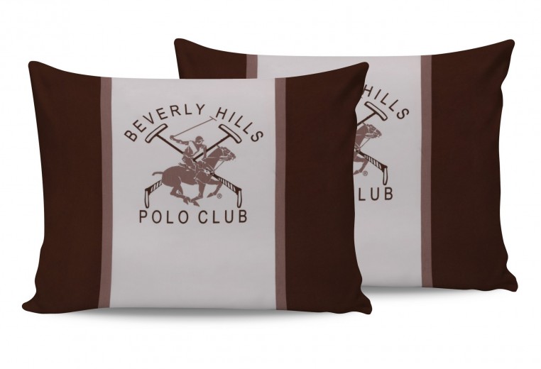 2 Darab Pamut Párnahuzat, Beverly Hills Polo Club BHPC 029 Barna / Fehér, 50 x 70 cm