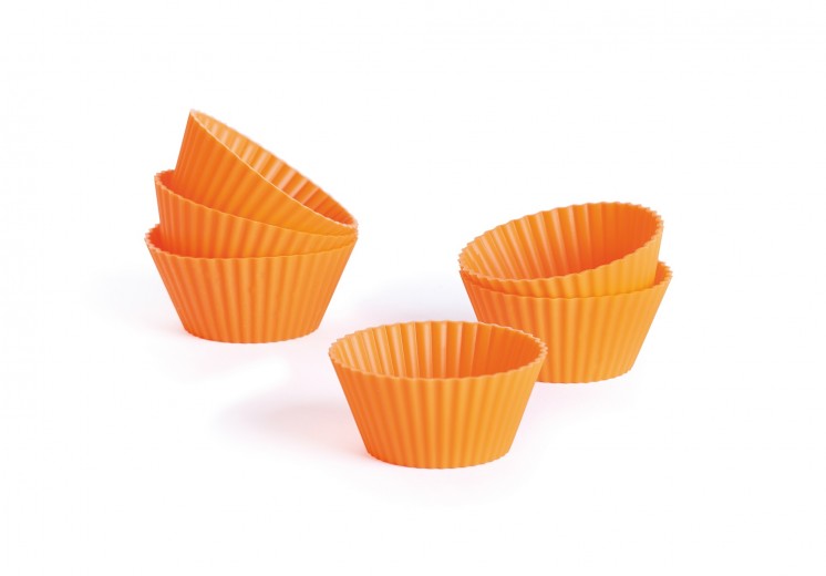 6 darabos forma készlet pudinghoz, szilikon, Ø6,5xH3 cm, Sweet Shapes Narancssárga