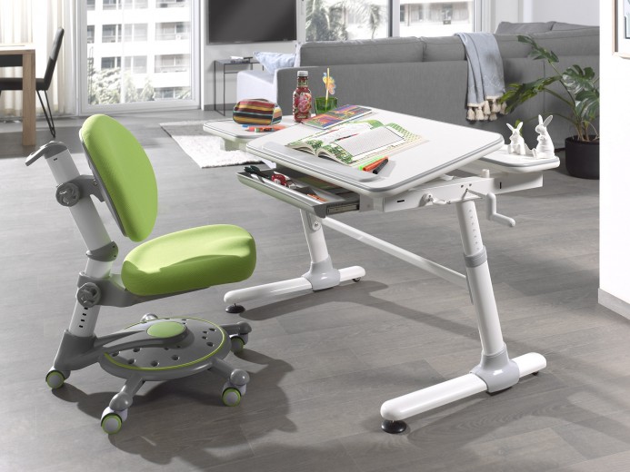 Ergonomikus Íróasztal Állítható Magassággal Gyerekeknek, Comfortline Fehér / Zöld, H119xSz73xM56-80 cm