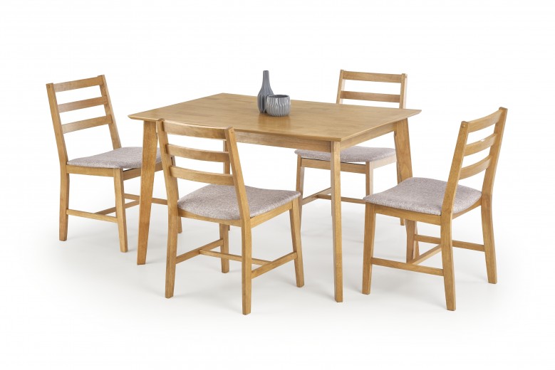 Asztal, Gumifa Cordoba Tölgy + 4 Szék Cordoba Tölgy Szett , H120xSz80xM75 cm