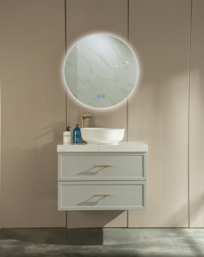 Fürdőszoba Bútor Szett, Forgácslapból, Leonor Szürke, 80 cm, 3 darab