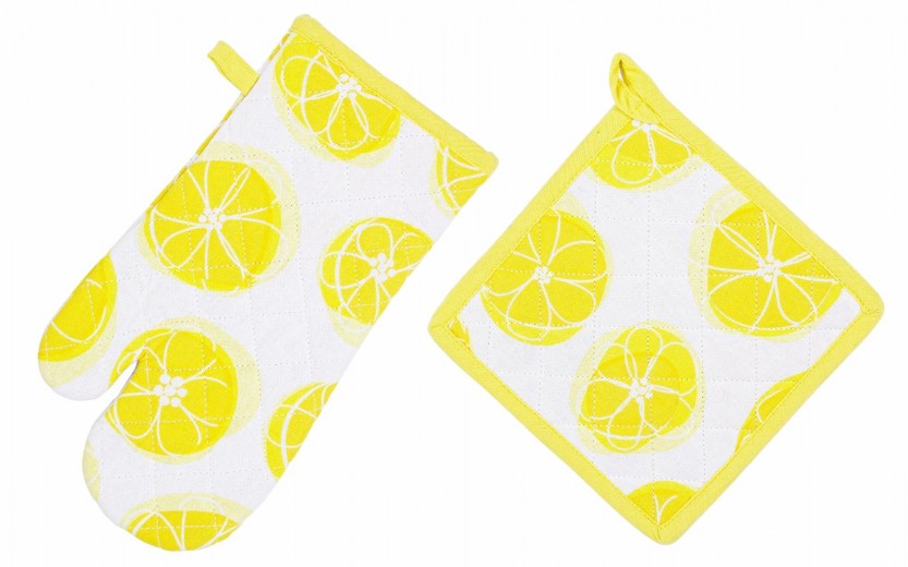 Lemony Konyhai Textíliák, 2 darab, Fehér  / Sárga