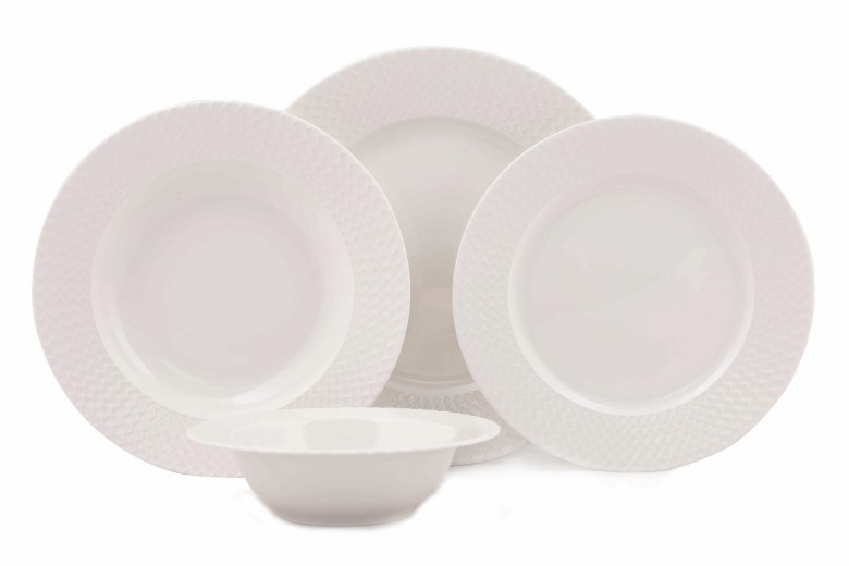 Porcelán Étkészlet, Berna Dinner Fehér, 24 darab