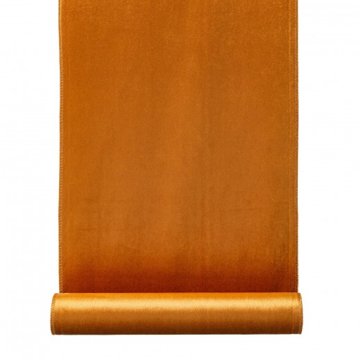 Asztali Futó, Cognac Velvet, Mustársárga, 35 x 180 cm