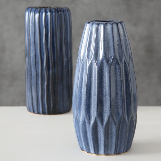 Aquarel Dekoratív Porcelán Váza, Kék, Különböző Modellek, Ø10xM24 cm