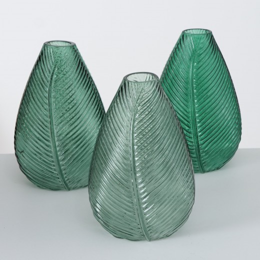Lewin Dekoratív Üveg Váza, Zöld, Különböző Modellek, H14xSz13xM22 cm