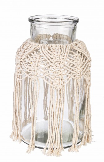 Peruvian Dekoratív Üveg Váza, Natúr, Ø14,5xM25,5 cm