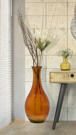Dekorációs Váza, Újrahasznosított Üvegből, Slim Medium Narancssárga, Ø37xM75 cm