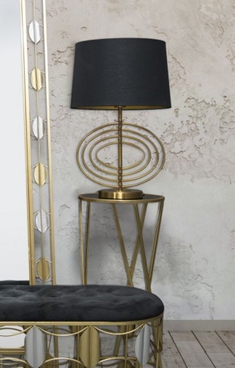 Asztali Lámpa, Glam Fluy Fekete / Arany